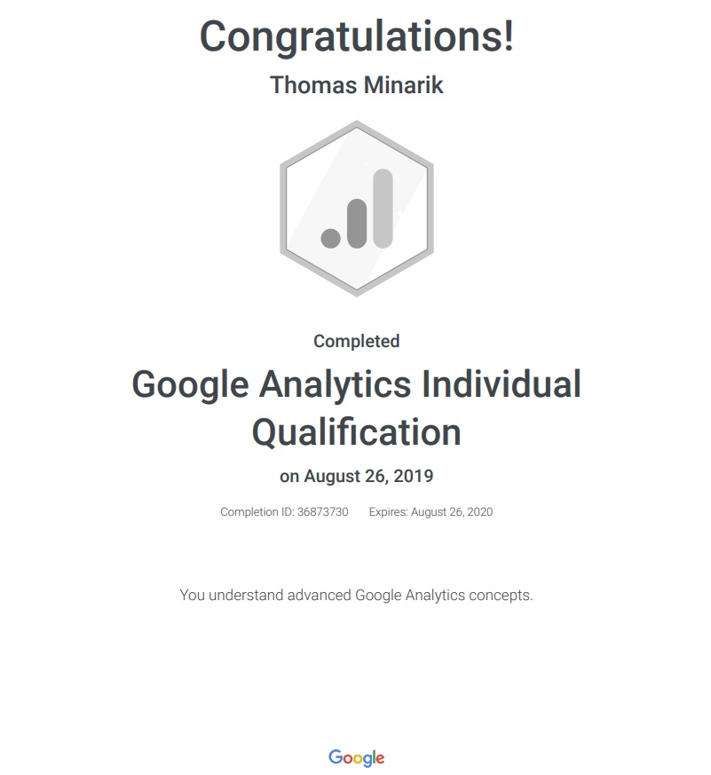 Google Analytics Individual Qualification 2019