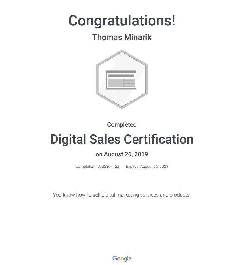 Google Digital Sales Certification 2019